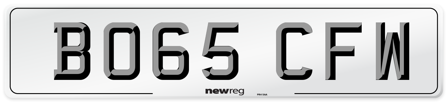 BO65 CFW Number Plate from New Reg